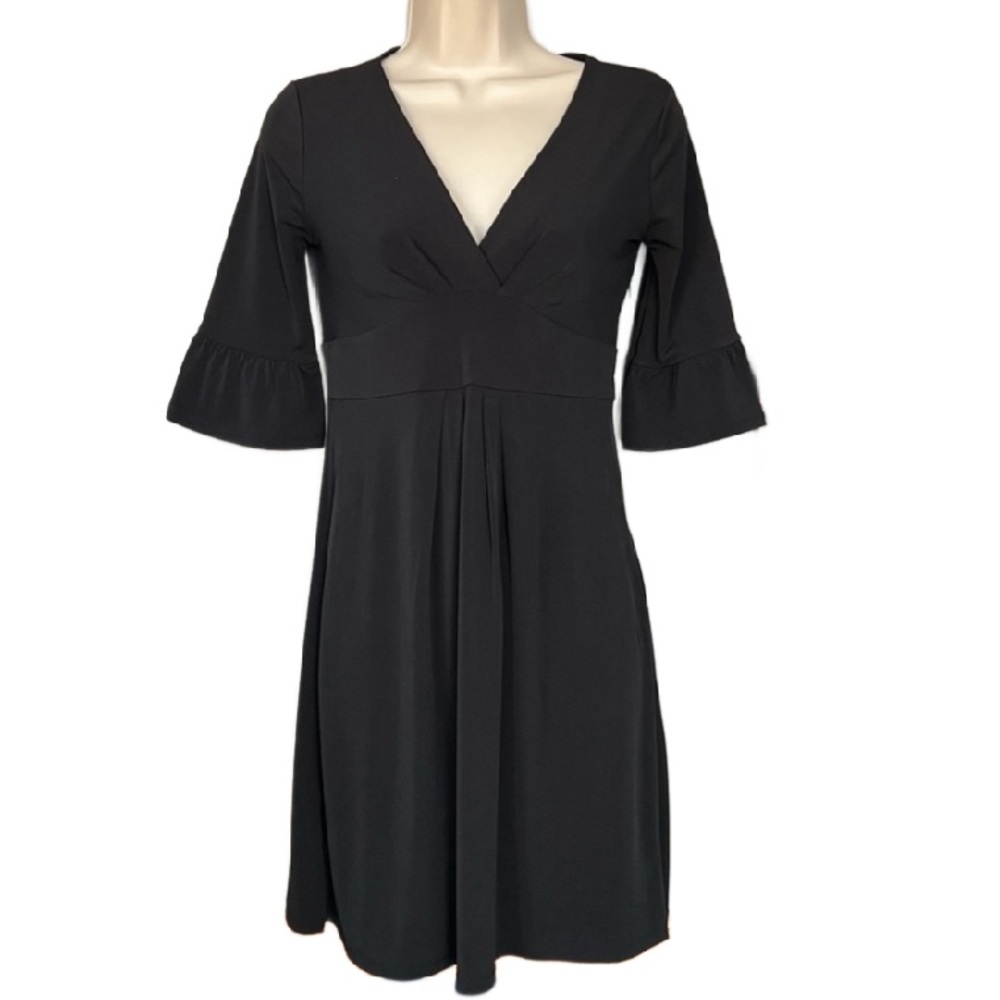 Ann Taylor Loft Black Flounce Mini Dress 0P